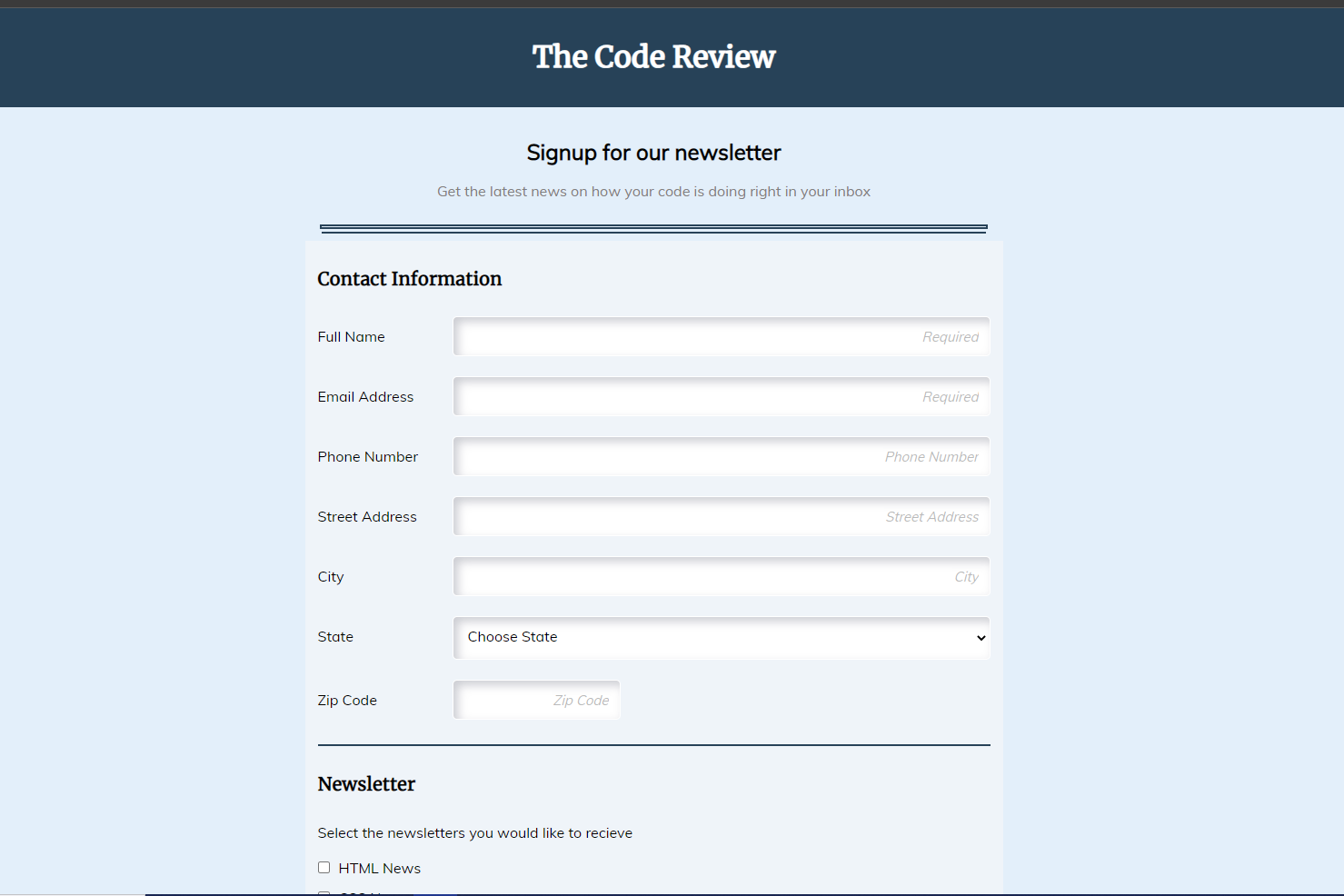 Online Regristration Form